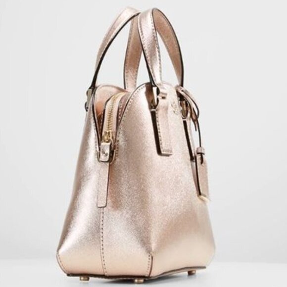 Kate Spade Small Lottie Rose Gold Crossbody Satchel Women Leather Bag Top Handle - Picture 8 of 9